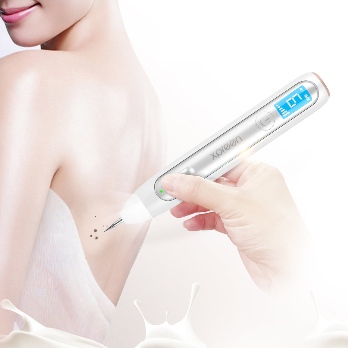 XPREEN XPRE051 Wireless Rechargeable Mole Freckle Dark Spots Tattoo Wart Removal Pen Skin Tag Spot Eraser with LED Screen and Spotlight