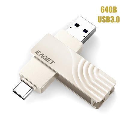 EAGET CF30 2-in-1 Type C USB 3.0 Flash Drive Memory Stick for Type-C Phone Tablet Laptop, 64GB