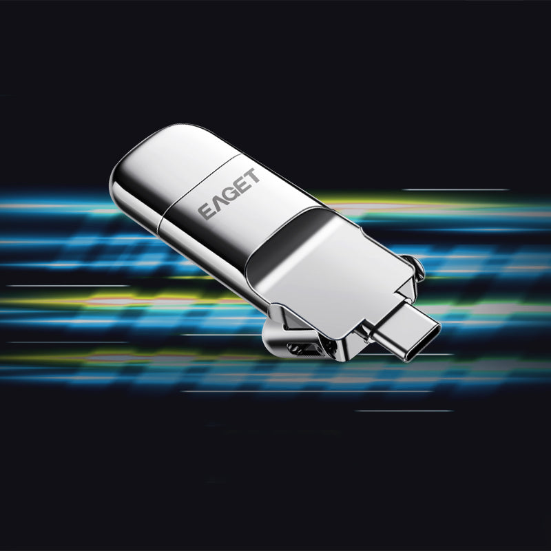 EAGET SU10 USB3.1 Type-C Dual Port U Disk 512GB Solid State Flash Drive Encryption USB Pen Drive Memory Stick