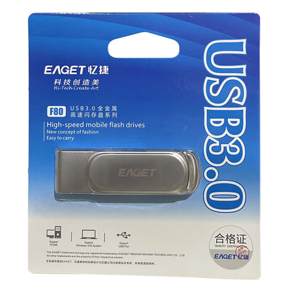 EAGET F80 USB3.0 Flash Drive High Speed Pen Drive Dustproof 360 Degrees Rotatable Mini Memory Stick U Disk 256GB