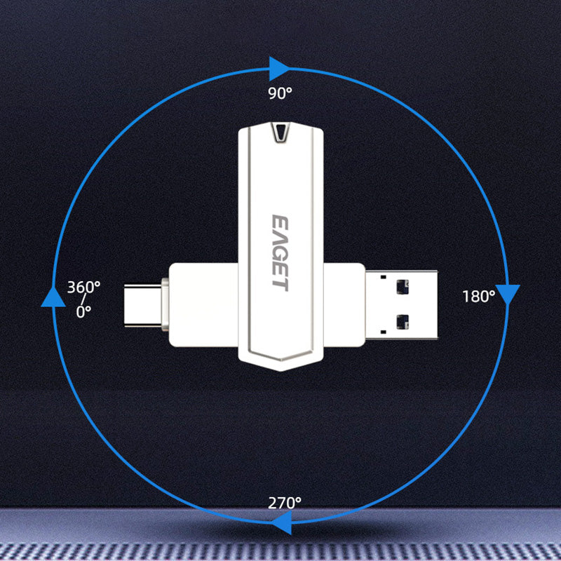 EAGET CF22 32GB 360 Degrees Rotating Memory Stick 2-in-1 Type C+USB 3.0 Flash Drive for Type-C Phone Tablet Laptop