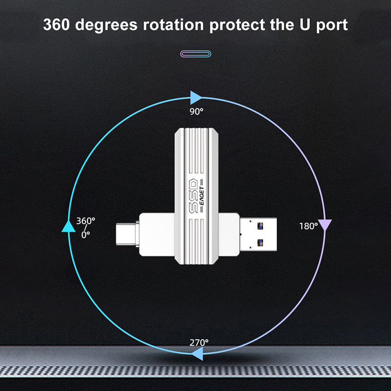 EAGET SU22 512GB 2-in-1 USB3.2 Gen2 + Type-C Mini Memory Stick 360 Degree Rotating U Disk High Speed Flash Drive