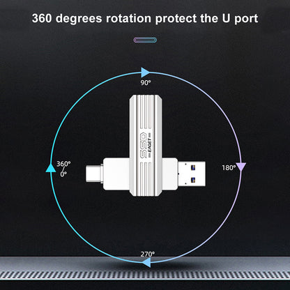 EAGET SU22 512GB 2-in-1 USB3.2 Gen2 + Type-C Mini Memory Stick 360 Degree Rotating U Disk High Speed Flash Drive