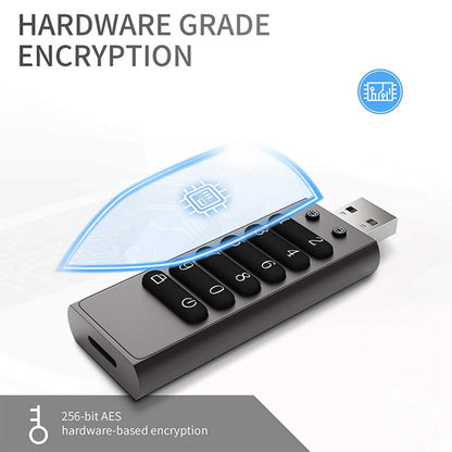 64G Encrypted Thumb Drive Hardware Password Memory Stick USB 3.0 U Disk for Privacy Protection (CE Certificated)