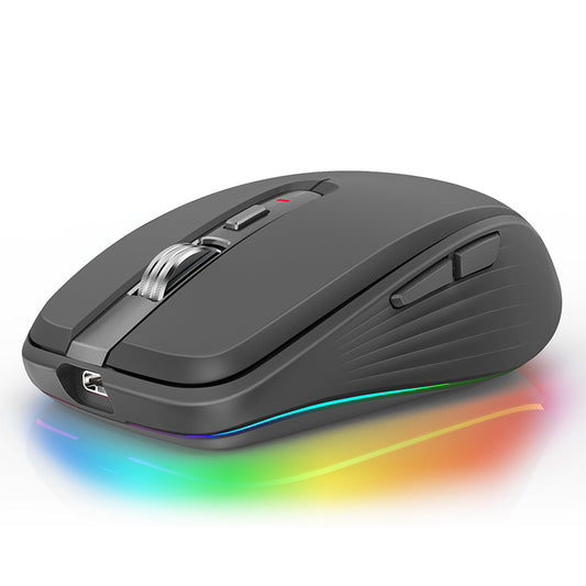 FMOUSE M303 Wireless Bluetooth Mouse Dual Mode (Bluetooth 5.1 + USB) 2.4GHz Bluetooth Wireless Mouse Rechargeable Silent Computer Gaming Mice with RGB Lights