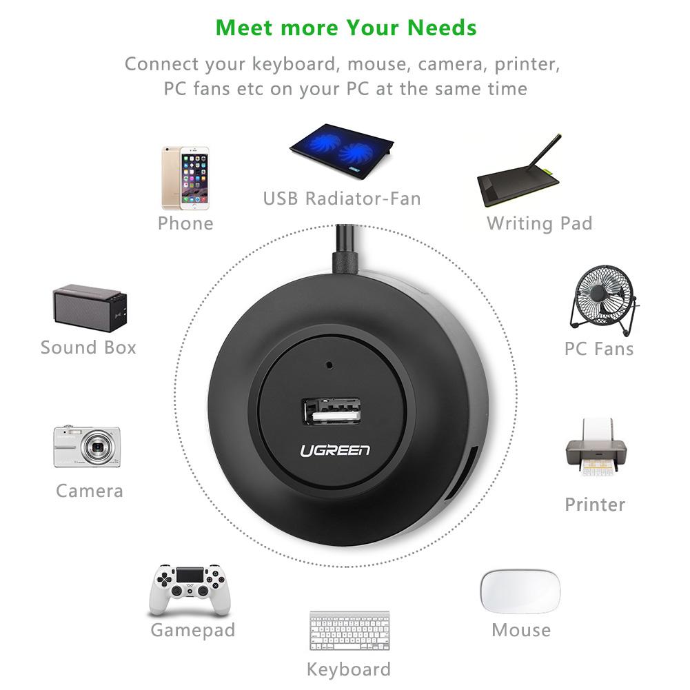 UGREEN 20277 4 Ports USB 2.0 Hub 480Mbps Data Transfer Adapter