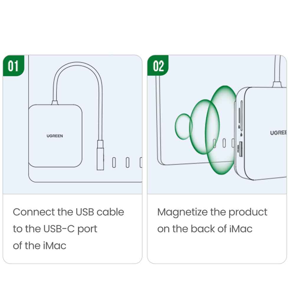 UGREEN 60377 5-in-1 USB-C to USB 3.0 HUB Magnetic Absorption Deconcentrator Card Reader for iMac/MacBook/iPad/PCs