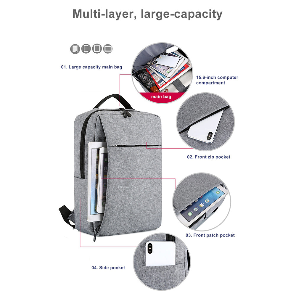 Large Capacity Waterproof Laptop Backpack Working Travel Shoulders Bag with USB Charging Port