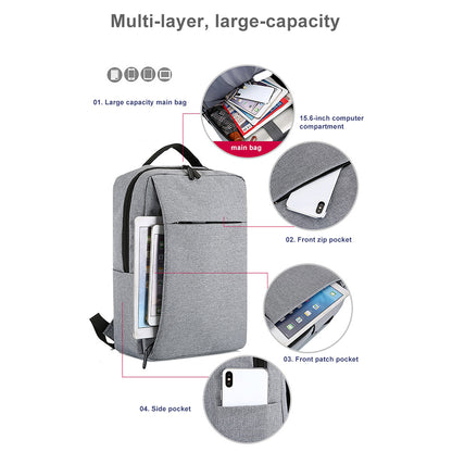 Large Capacity Waterproof Laptop Backpack Working Travel Shoulders Bag with USB Charging Port