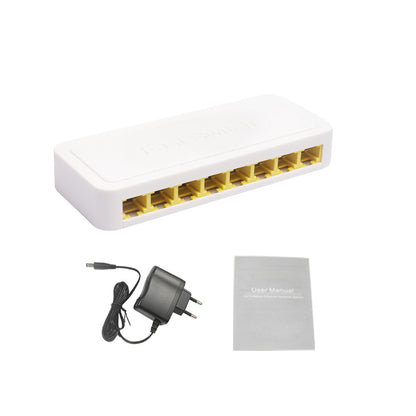 TXE059 Mini Size 8 Ports 10M / 100M Fast Ethernet Switch Smart Network Desktop Switch Power Adapter LAN Hub