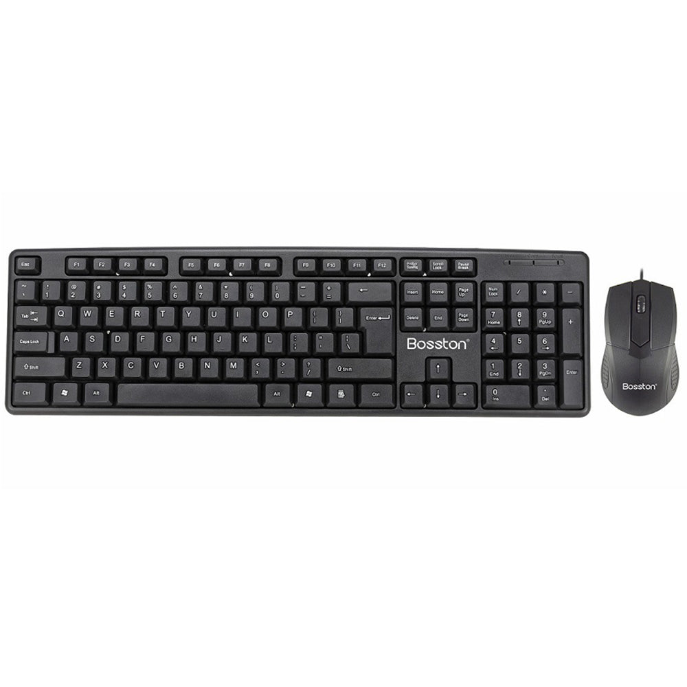 BOSSTON D5200 USB Wired Keyboard Mouse Set Home Office Laptop Computer Keyboard Mouse