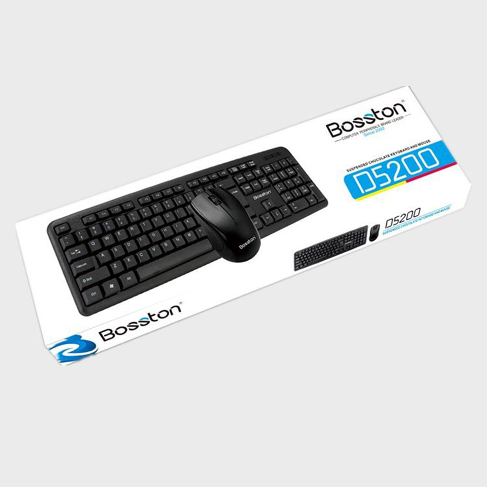 BOSSTON D5200 USB Wired Keyboard Mouse Set Home Office Laptop Computer Keyboard Mouse