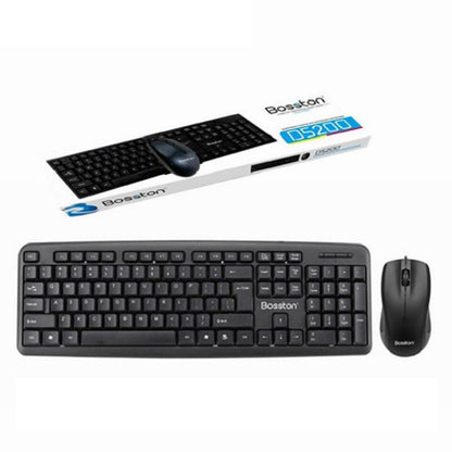 BOSSTON D5200 USB Wired Keyboard Mouse Set Home Office Laptop Computer Keyboard Mouse