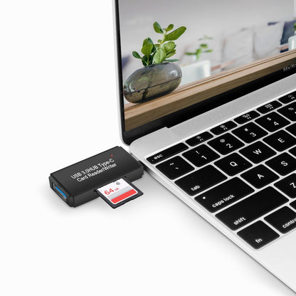 YC-432 Type-C Card Reader USB-C to USB-A 3.0 Hub Adapter with OTG Function