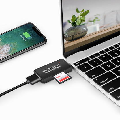 YC-432 Type-C Card Reader USB-C to USB-A 3.0 Hub Adapter with OTG Function