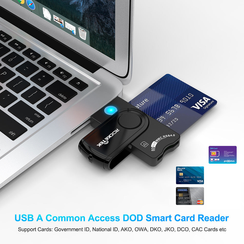 ROCKETEK CR310 USB 2.0 Smart Card Reader SD TF ID SIM Bank Card Connector Adapter