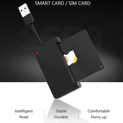 ROCKETEK SCR3 USB 2.0 Smart CAC ID SIM Bank Card Reader Computer Laptop Connector Adapter