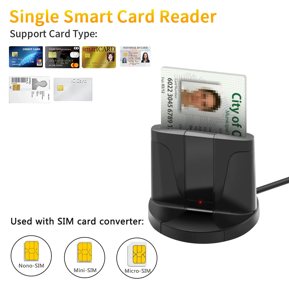 ROCKETEK SCR02 USB 2.0 Smart Card CAC ID SIM Bank Card Reader Computer Adapter