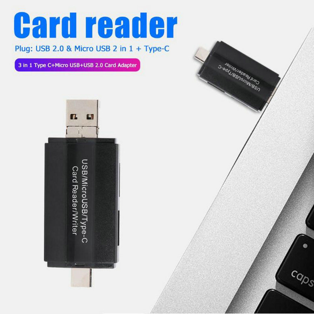 DM-HC45 3-in-1 USB/Micro USB/Type-C TF Memory Card Reader Data Transfer Adapter OTG Hub for Phone Tablet Computer