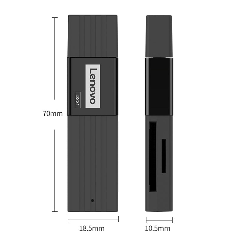 LENOVO D221 Portable USB2.0 2-in-1 480Mbps TF Memory Card Reader