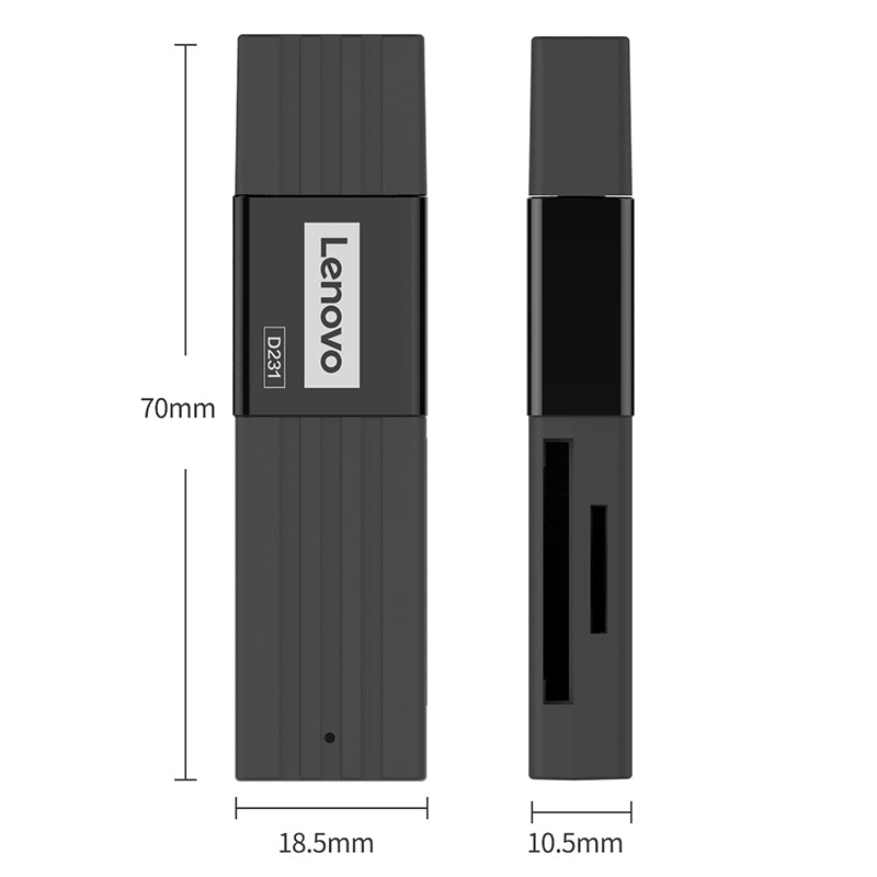 LENOVO D231 Portable USB 3.0 2-in-1 High Speed 5Gbps TF Memory Card Reader