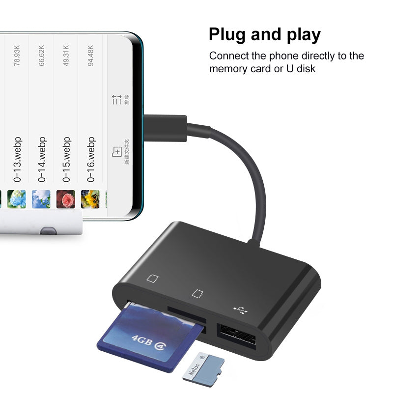 D-138 Micro USB 3 in 1 Multi-function Card Reader TF Card/Memory Card High Speed Adapter