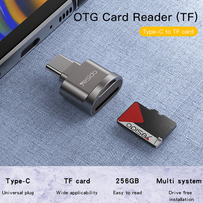 YESIDO GS19 Type-C Plug TF Memory Card Reader Android Phone Data Transfer OTG Adapter