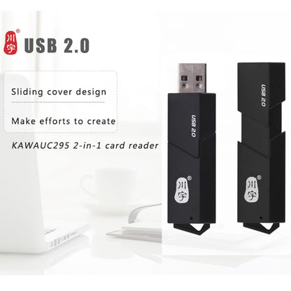 KAWAU C295 2 in 1 USB 2.0 MicroSD Card Reader with SD Slot Supports Up to 64GB Adapter (with Slide Cover)