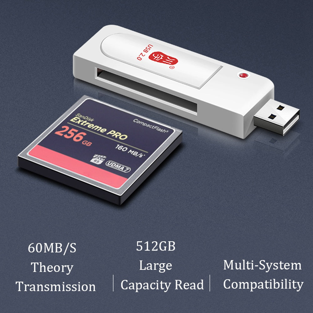 KAWAU C201 USB 2.0 CF Memory Card Reader 60MB / s High Speed 512GB Maximum Supported Memory Capacity