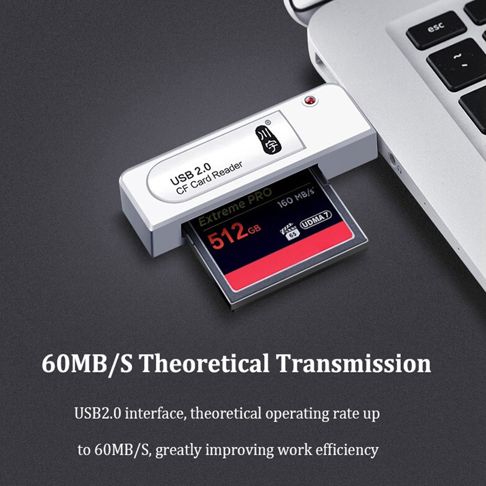 KAWAU C201 USB 2.0 CF Memory Card Reader 60MB / s High Speed 512GB Maximum Supported Memory Capacity