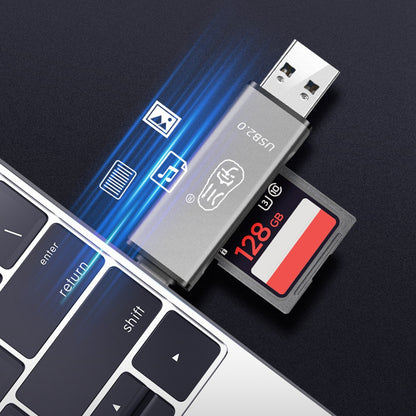 KAWAU C256Q Type-C+USB for SD TF Memory Card Reader Aluminum Alloy OTG Phone Adapter