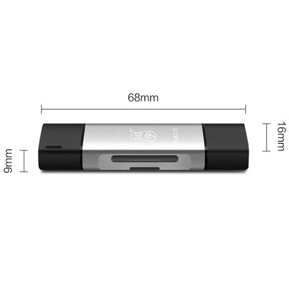 KAWAU C256Q Type-C+USB for SD TF Memory Card Reader Aluminum Alloy OTG Phone Adapter