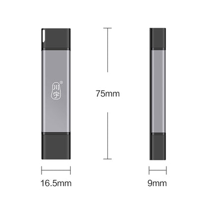 KAWAU C350TDUO USB3.0+Type-C Card Reader Portable Mobile Phone OTG Card Reader Support SD / TF Card Reading