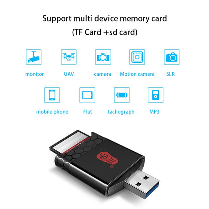 KAWAU C362 2 in 1 USB 3.1 to SD / TF Card Reader Adapter for SD / TF UHS-II 4.0 Memory Cards