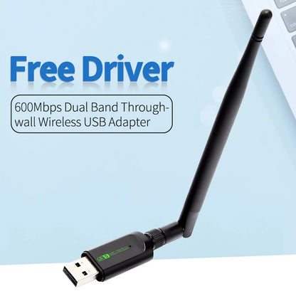 Bluetooth WiFi Adapter USB Antenna Dongle Ethernet 600Mbps Dual Band Wireless Network Card