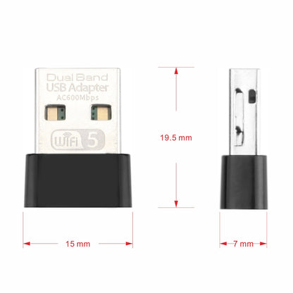 600Mbps USB Wireless 2.4G&5G WiFi Adapter Network Card RTL8811 Dual Band 802.11AC WiFi Dongle for Laptop Desktop PC