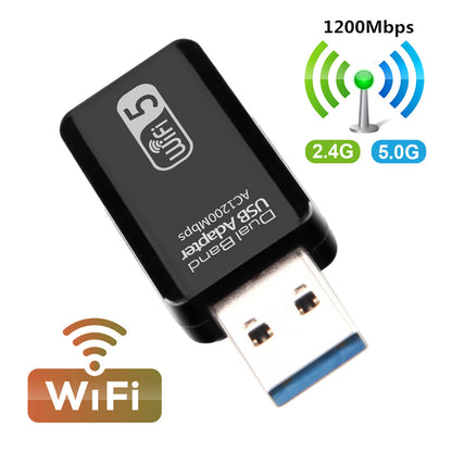 USB WiFi Adapter 2.4G/5G AC 1200Mbps Dual Band USB3.0 Ethernet Wireless Antenna WiFi Dongle