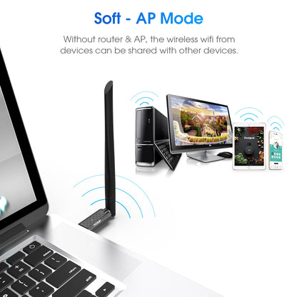 EDUP EP-AC1687 1300Mbps WiFi Adapter USB 3.0 Dual Band 2.4G/5.8G Wireless Network Card 802.11AC WiFi Dongle for Laptop Desktop PC