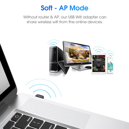 EDUP EP-AC1651 WiFi Dongle 650Mbps 5G/2.4GHz Dual Band Wireless Network Card USB LAN Adapter for PC Laptop