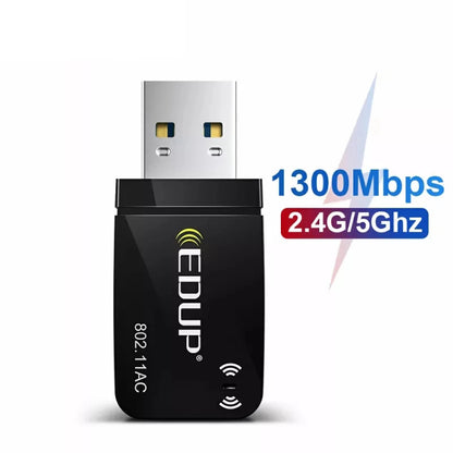 EDUP EP-AC1689 1300Mbps Mini USB3.0 WiFi Adapter Network Card USB Dual Band 5.8G/2.4GHz Wireless Adapter for Desktop PC Laptop