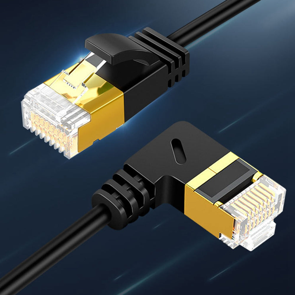 CABLECREATION CL0257 0.5m Cat7 Ethernet Cable 90 Degree Gigabit RJ45 LAN Cable 10Gbps Shielded Internet Network Patch Cord