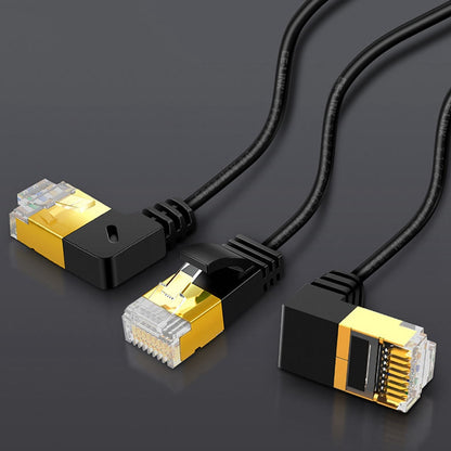 CABLECREATION CL0257 0.5m Cat7 Ethernet Cable 90 Degree Gigabit RJ45 LAN Cable 10Gbps Shielded Internet Network Patch Cord