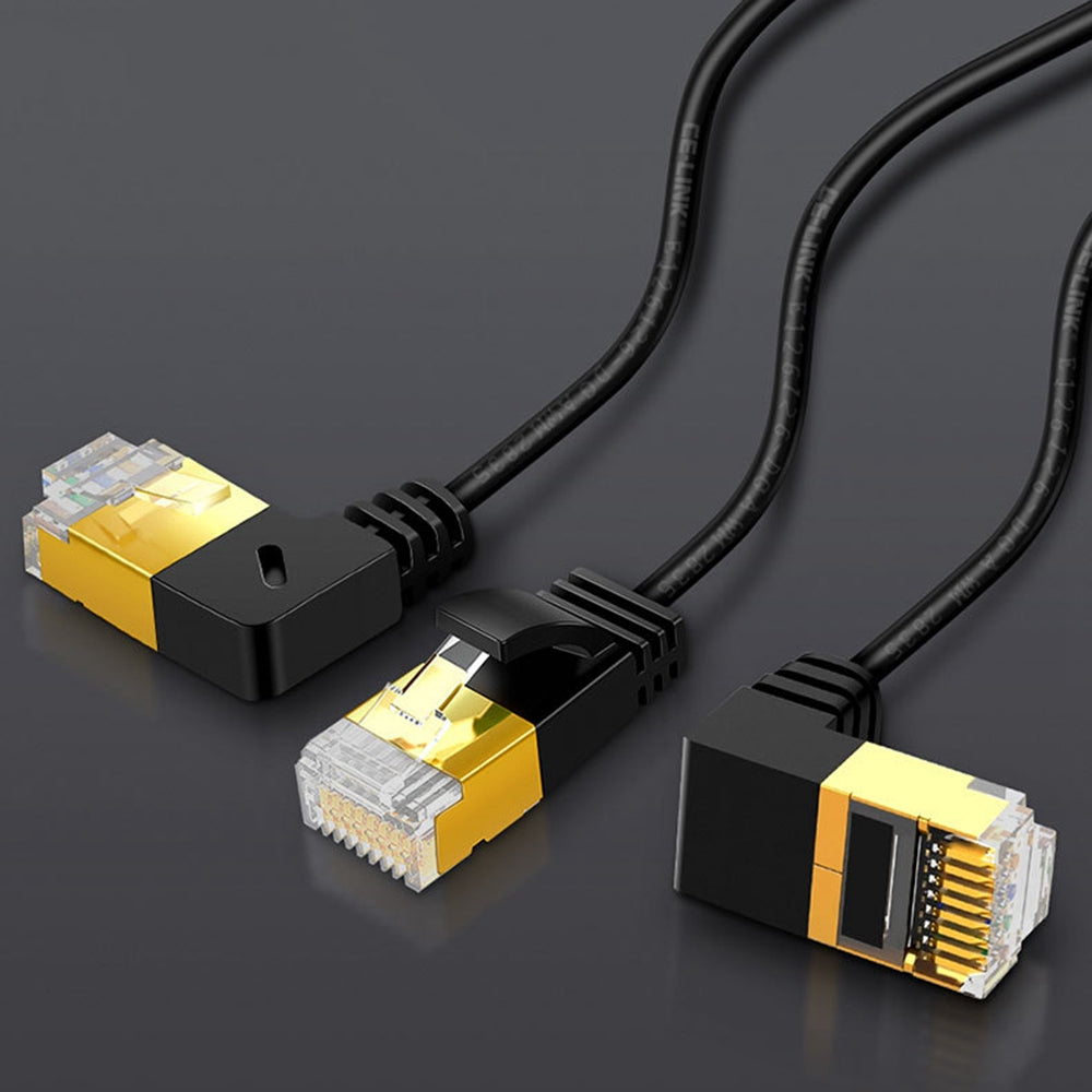 CABLECREATION CL0257 1.8m 90 Degree Gold Plated RJ45 LAN Cable Cat7 Gigabit Ethernet Cable 10Gbps Shielded Internet Network Patch Cord