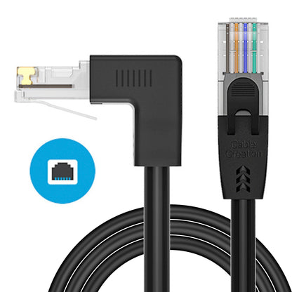 CABLECREATION 3m Cat6 Ethernet Cable 90 Degree Gigabit LAN Cable 10Gbps RJ45 Connector Internet Network Patch Cord