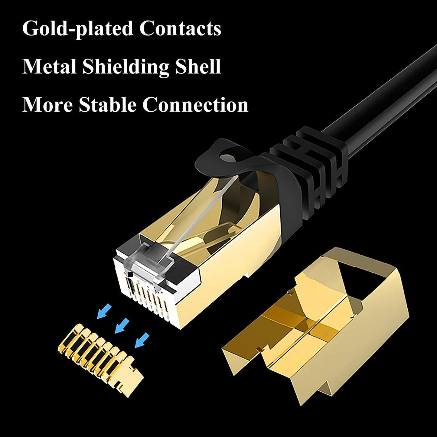 1m Cat8 Ethernet Cable Cat8 LAN Network Cable 40Gbps with Gold Plated RJ45 Connector