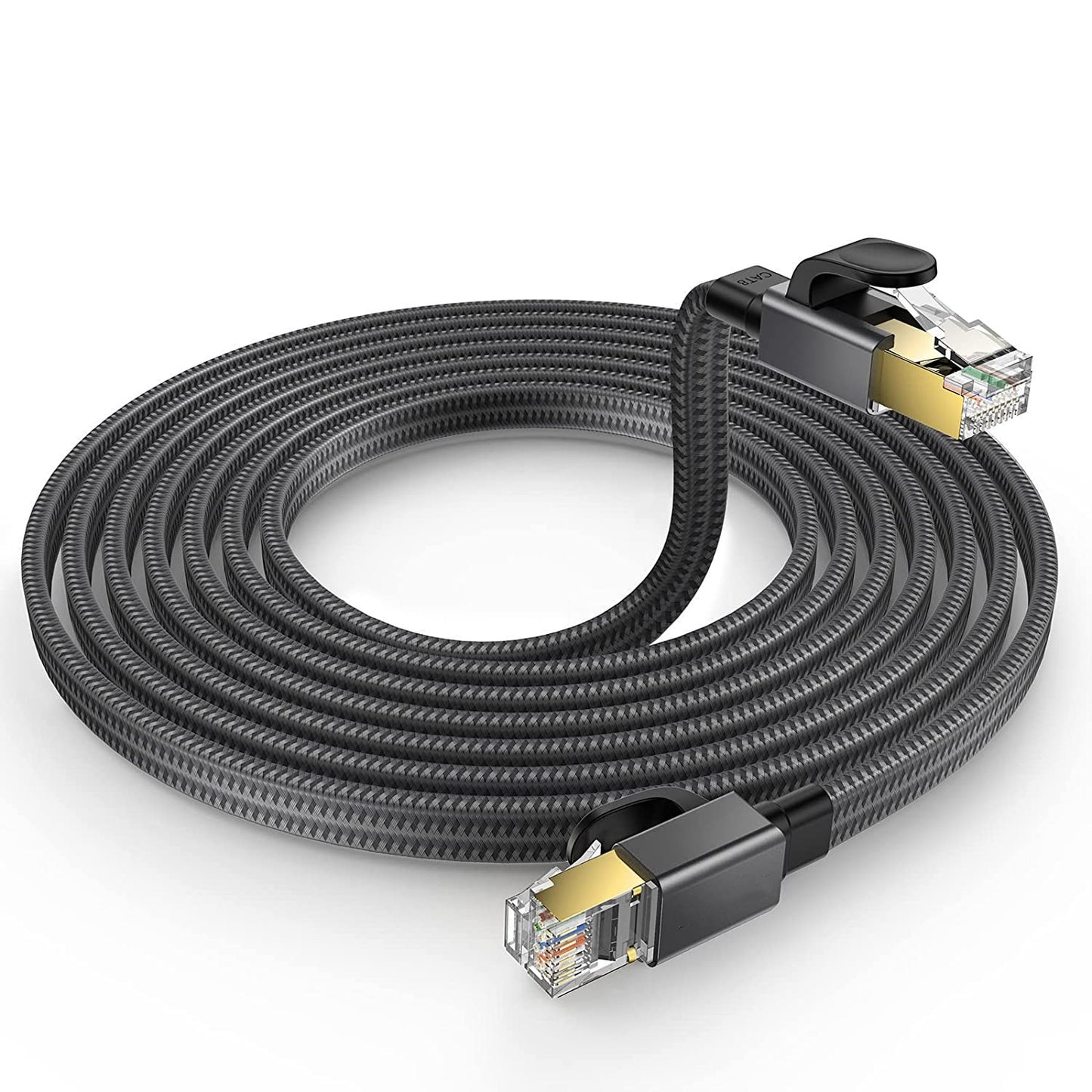 1m Cat8 Flat Ethernet Cable Cat8 LAN Network Cable 40Gbps 2000Mhz SFTP Patch Cord with Gold Plated RJ45 Connector