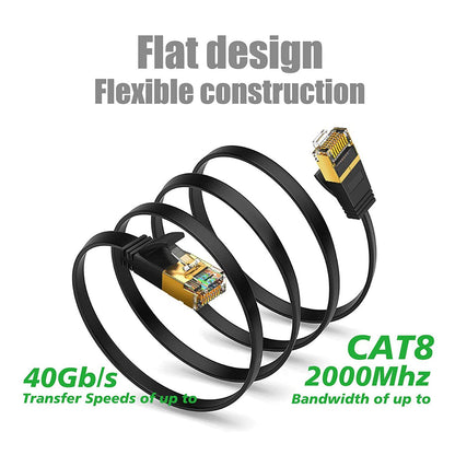 5m Cat8 High Speed Flat Internet Network RJ45 Cable Cat8 LAN Ethernet Cable 40Gbps 2000Mhz SFTP Patch Cord