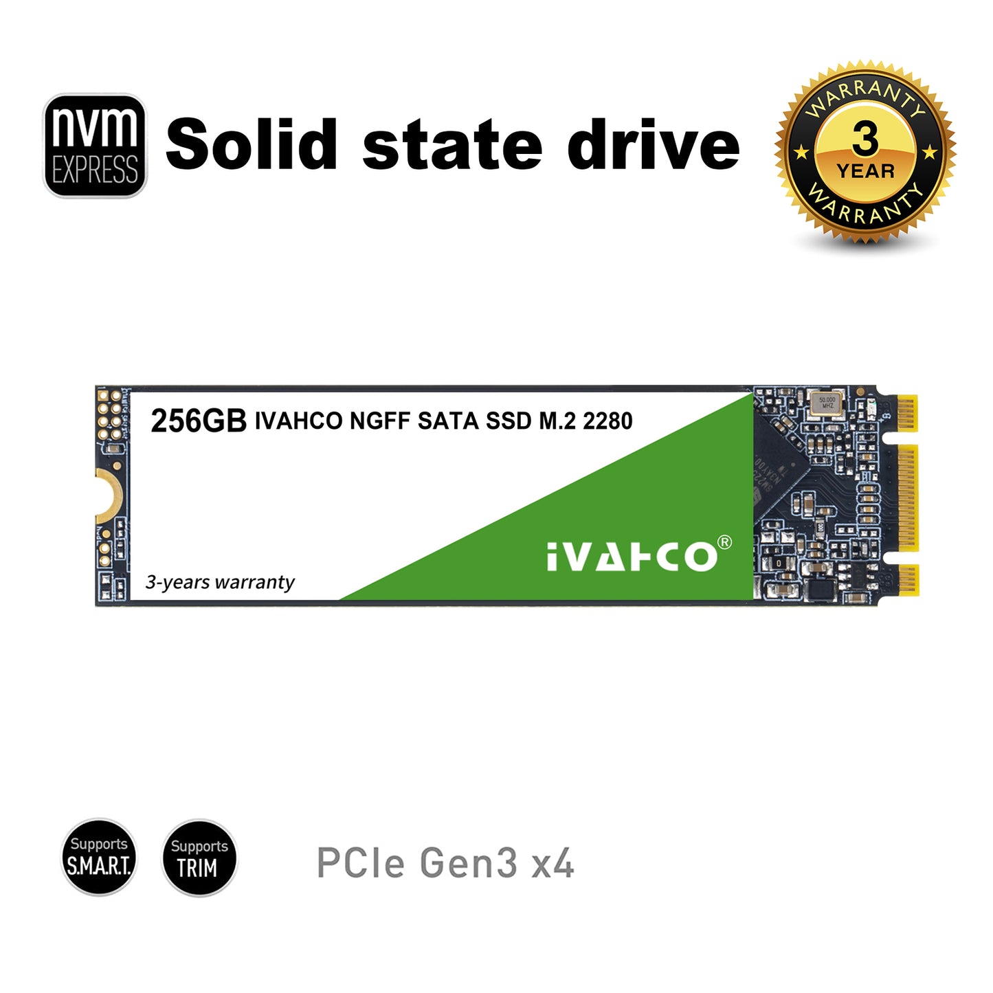 IVAHCO 256GB NGFF SATA SSD M.2 2280 Internal Solid State Drive Hard Disk for Desktop Laptop Computer