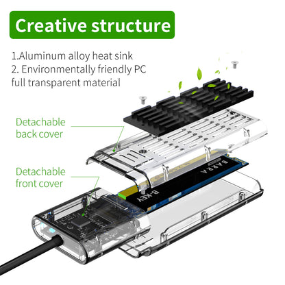 JMS578 USB3.0 SSD Solid State PCIE Protocol M.2 NGFF SATA Mobile Hard Disk Enclosure