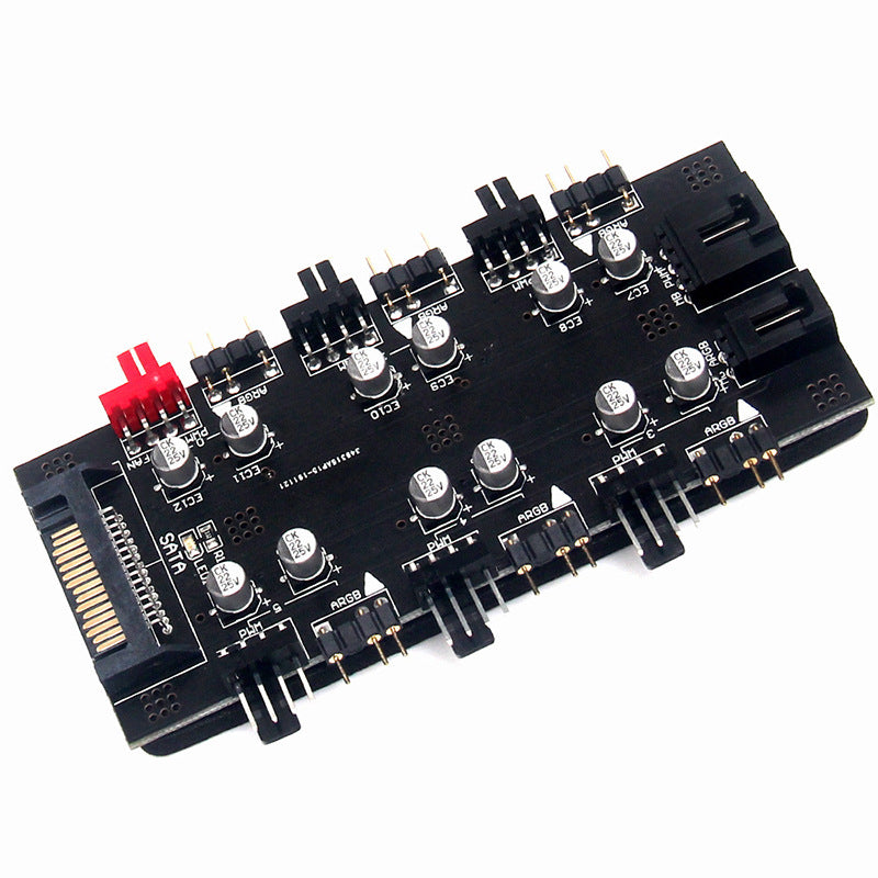 Computer Motherboard SATA 1 to 6 PWM / ARGB Hub 4-Pin Fan Hub 5V 3-Pin RGB Converter